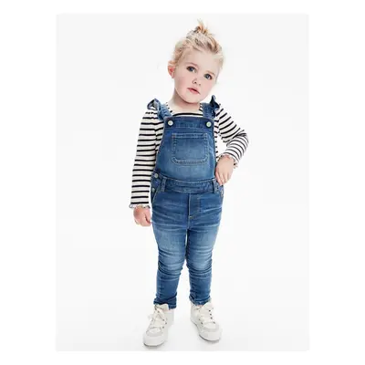 GAP Dětské džíny s laclem ruffle skinny overalls with Washwell - Holky