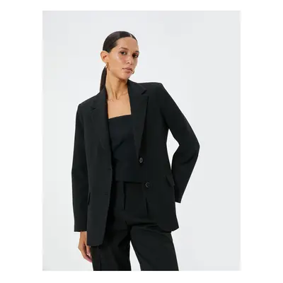 Koton Blazer Jacket Double Breasted Flap Pocket Detail