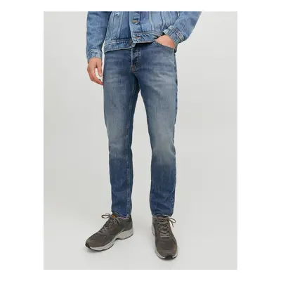 Modré pánské straight fit džíny Jack & Jones Tim - Pánské