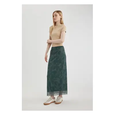 DEFACTO Cool Tie-dye Patterned Tulle Elastic Waist Maxi Skirt