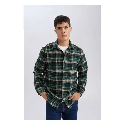 DEFACTO Regular Fit Polo Collar Plaid Lumberjack Flannel Long Sleeve Shirt