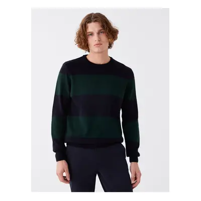 LC Waikiki Crew Neck Long Sleeve Color Block Men's Knitwear Sweater