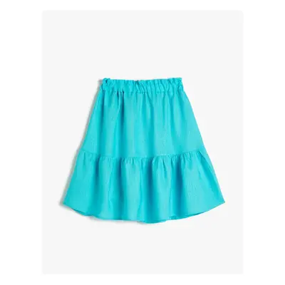 Koton Layered Midi Skirt with an Elastic Waist, Linen Blend.