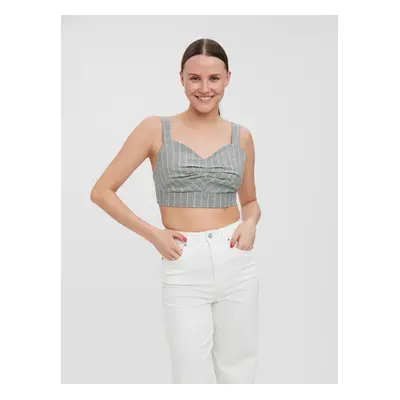 Světle šedý pruhovaný crop top na ramínka VERO MODA Serena - Dámské