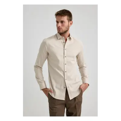 DEFACTO Slim Fit Slim Fit Basic Plain Long Sleeve Shirt