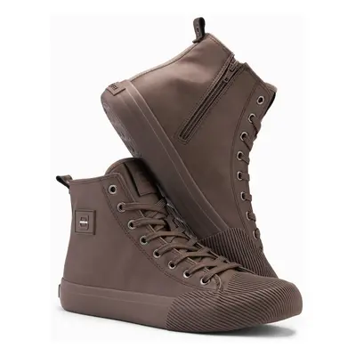 Ombre Men's high-top sneakers with decorative toe - brown