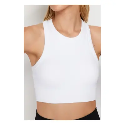 Trendyol White Corded Seamless/Seamless Padded Weightlifting Neck Sports Bra