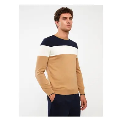 LC Waikiki Crew Neck Long Sleeve Color Block Men's Knitwear Sweater