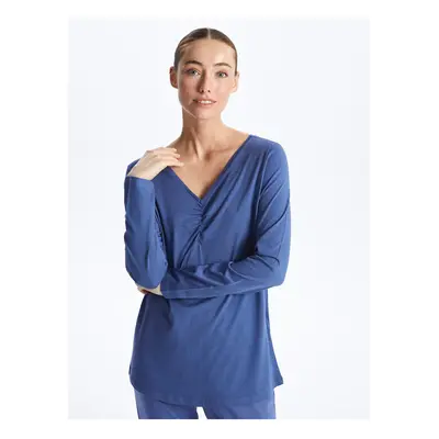 LC Waikiki V-Neck Plain Long Sleeve Women's Pajama Top