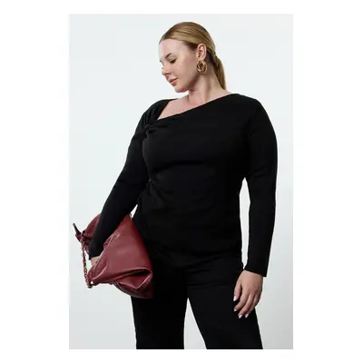 Trendyol Curve Black Smock Detailed Fine Knitwear Sweater