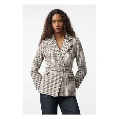 Trendyol Multicolored Belted Woven Blazer Jacket