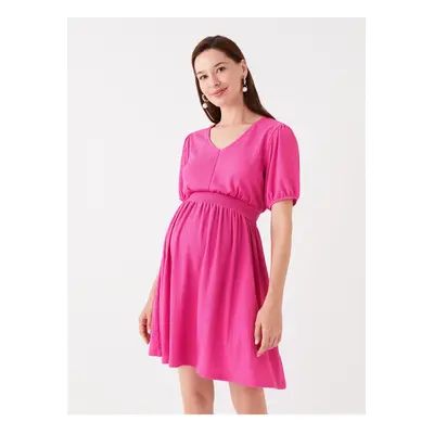 LC Waikiki V-Neck Straight Short Sleeve Maternity Dress