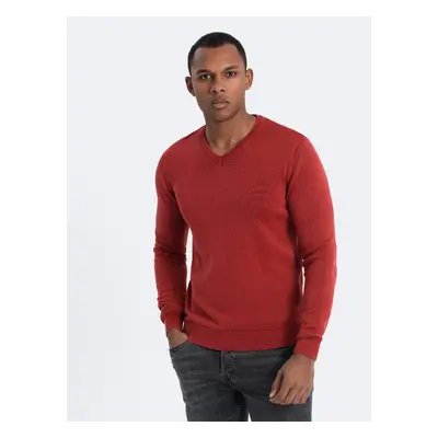 Ombre Men's wash sweater with v-neck - red