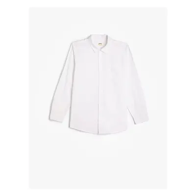 Koton Shirt Pocket Detailed Long Sleeve Cotton Classic Collar