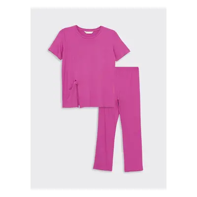 LC Waikiki Crew Neck Plain Short Sleeve Women's Pajama Set