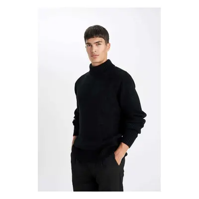 DEFACTO Standard Fit Regular Cut Half Turtleneck Basic Plain Knitwear Sweater