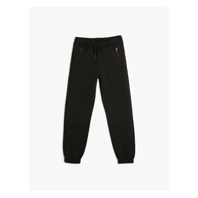 Koton Jogger Sweatpants Zipper Detailed Raised Cotton