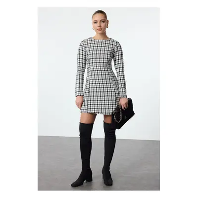 Trendyol Black Plaid / Checkered A-Line Mini Woven Dress