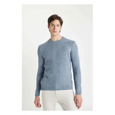 DEFACTO Standard Fit Regular Cut Crew Neck Jacquard Aviator Knitwear Sweater