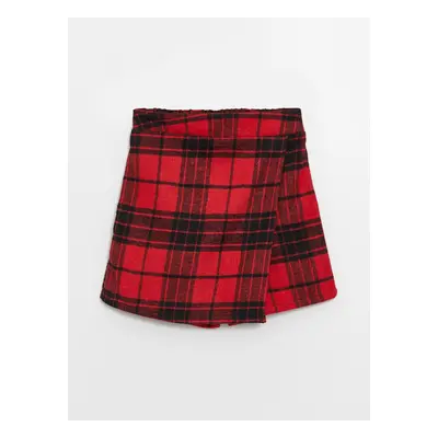 LC Waikiki Plaid Girl's Short Skirt with Elastic Waist