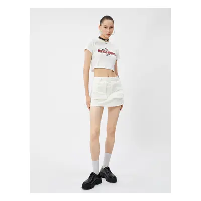 Koton Cargo Mini Shorts Skirt Pocket Cotton