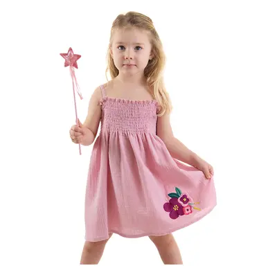 Denokids Floral Dried Rose Baby Girl Kid Muslin Strap Gipe Detailed Summer Dress