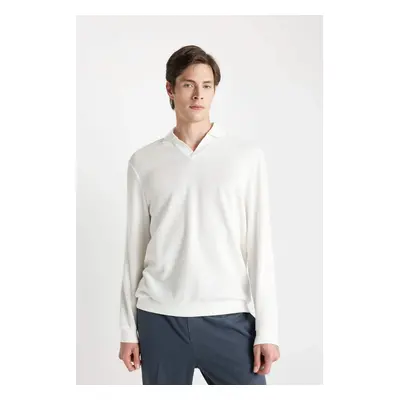 DEFACTO Regular Fit Polo Neck Jacquard Knitwear Sweatshirt