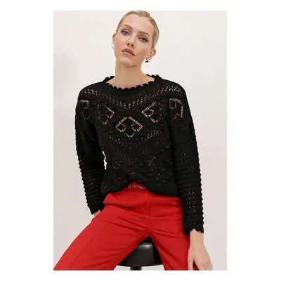 Bigdart Openwork/Perforated Oversize Sweater - Black