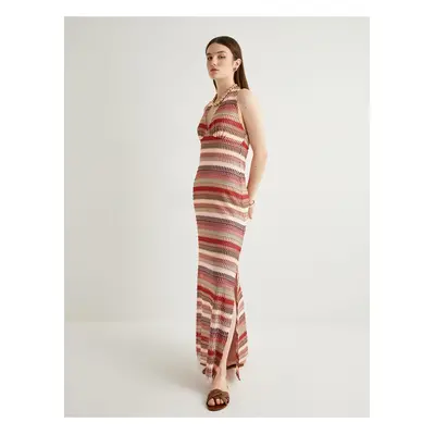 Koton Halter Neck Crochet Long Dress Multicolor