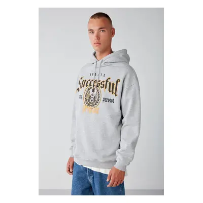 Persisted Men's Fleece College Printed Hooded Cord Grimelange Sweatshir