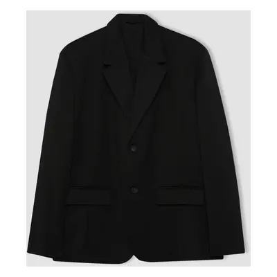 DEFACTO Relax Fit Jacket Collar Lined Buttoned Basic Plain Blazer Jacket