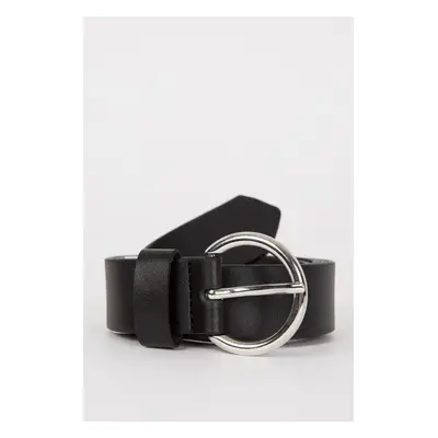 DEFACTO Type Women's Oval Buckle Faux Leather Classic Belt