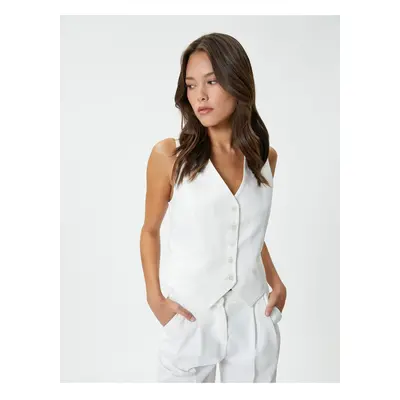 Koton Vest V-Neck Buttoned Mini Pocket Detailed