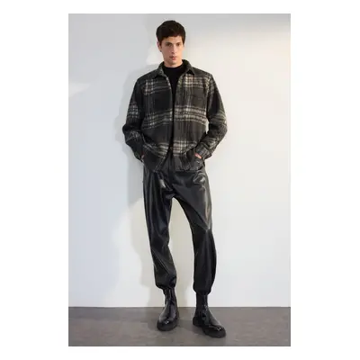 Trendyol Black Oversize Fit Winter Checkered Lumberjack Shirt Jacket