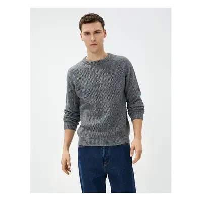 Koton Crew Neck Sweater Long Sleeve Textured Ribbed