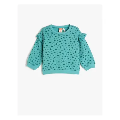 Koton Sweat Ruffle Floral Long Sleeve Crew Neck Cotton