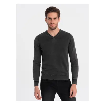 Ombre Washed men's pullover with a v-neck - black