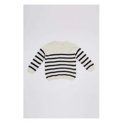 DEFACTO Baby Boy Crew Neck Striped Knitwear Sweater