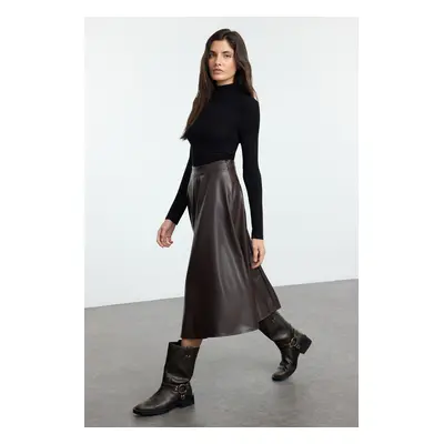 Trendyol Dark Brown High Waist A-Line/A-Line Form Maxi Skirt