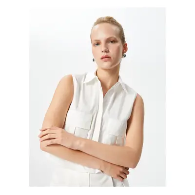 Koton Crop Shirt Cargo Pocket Detail Sleeveless