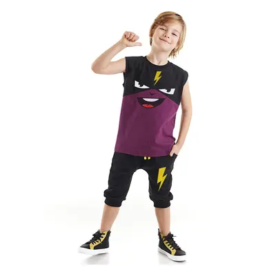 Denokids Lightning Lightning Mask Boy T-shirt Capri Shorts Current