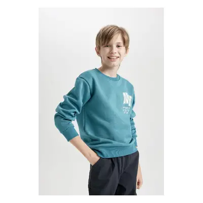 DEFACTO Boy Printed Crew Neck Thick Sweatshirt