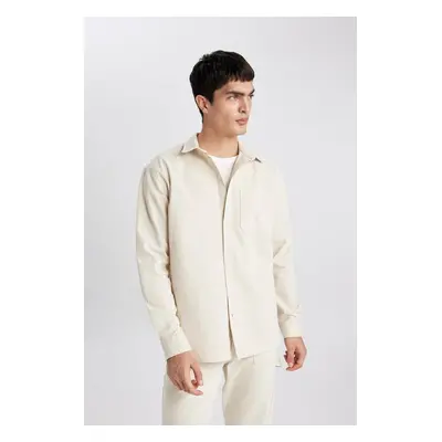 DEFACTO Relax Fit Polo Collar Gabardine Long Sleeve Shirt