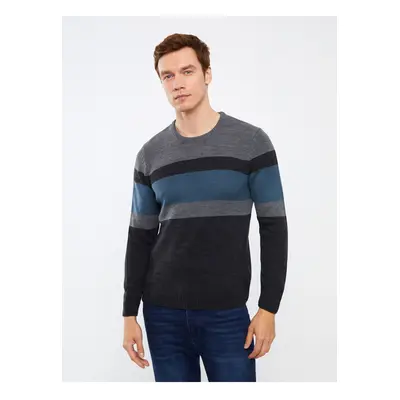 LC Waikiki Crew Neck Long Sleeve Color Block Men's Knitwear Sweater