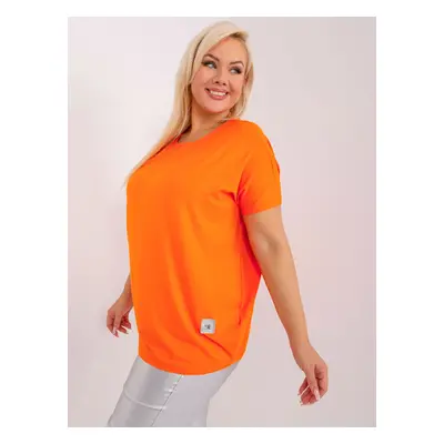 Oranžová halenka plus size s krátkým rukávem