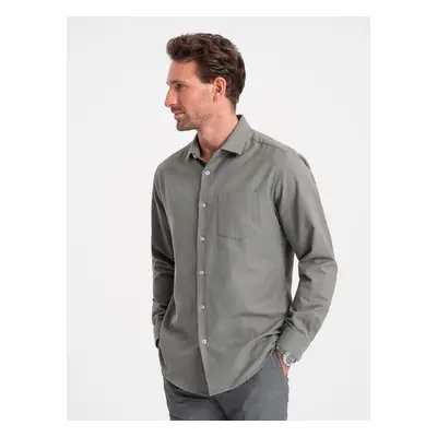 Ombre Men's REGULAR FIT shirt with pocket - khaki