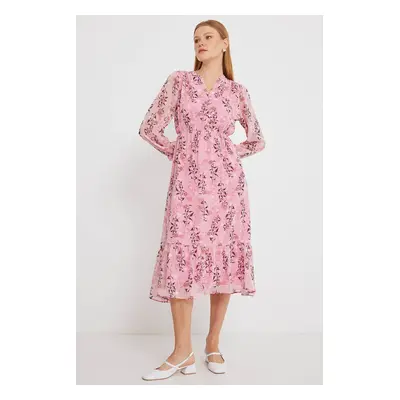 Bigdart Patterned Chiffon Dress - Pink