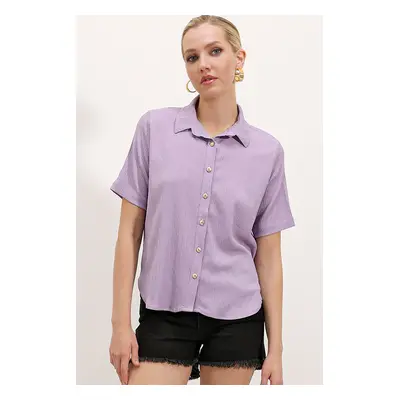 Bigdart Gold Buttoned Knitted Shirt - Lilac