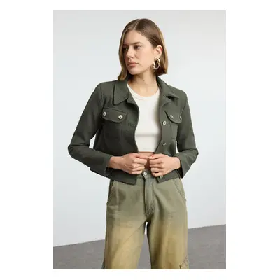 Trendyol Light Khaki Crop Woven Blazer Jacket