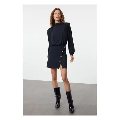 Trendyol Navy Blue Plain Padded Mini Woven Dress